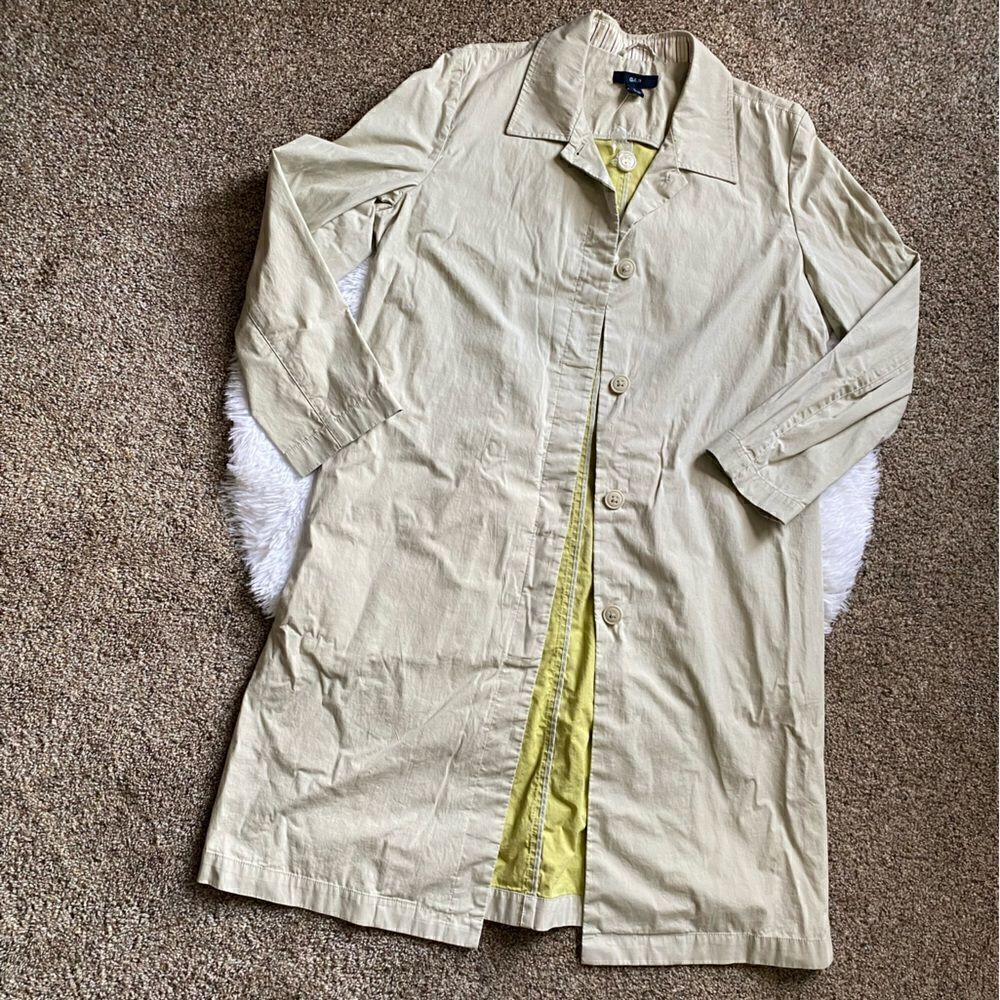 Gap Trench Coat Jacket Khaki Cotton Business Career‎ Wear Womens XL Worn Once